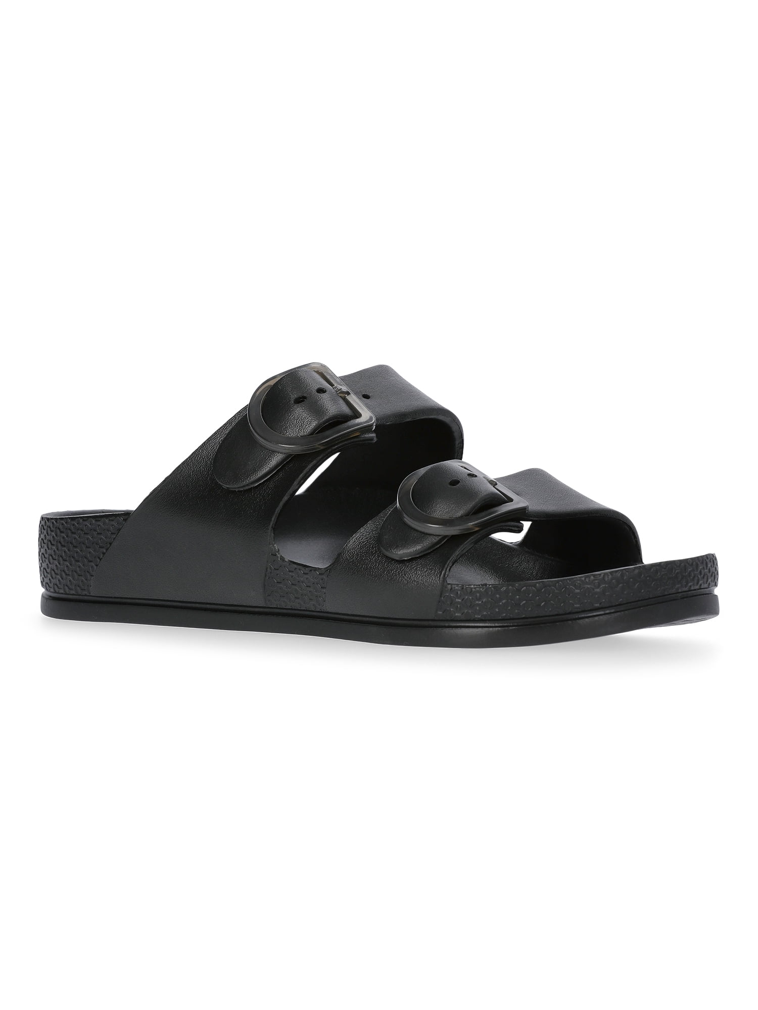 Time and Tru Women's EVA Double-Buckle Slide Sandals