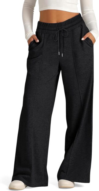 Women's Drawstring Wide-Leg Loose Jogger Sweatpants with Pockets