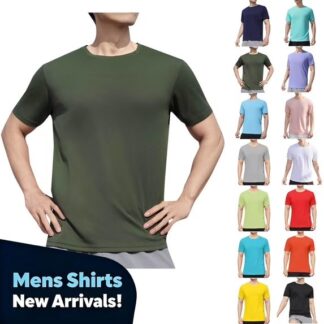 YODETEY Men’s & Big Men’s Crewneck T-Shirt，Men’s Solid Color Moisture-Wicking Performance Tees,Big and Tall Gray,Size XX