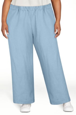 Xzbqbs Cropped Linen Pants Women Summer Petite Plus Size Capri Pants Elastic Wide Leg Crop Pants Beach Trousers with Poc