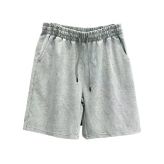 Fnnxeal Mens Fleece Sweat Shorts, Pull-On Elastic Waist Casual Lounge Shorts in Heather Gray, Athletic Drawstring Mid-Th