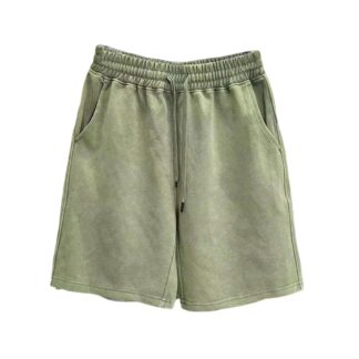 Fnnxeal Mens Fleece Shorts with Elastic Waistband, Pull-On Lounge Sweat Shorts in Army Green, Casual Athletic Drawstring