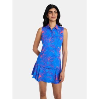 Birdie Bound Women's Gemma Sleeveless Print Golf Polo Shirt with UPF 30+, Sizes XS-XXL