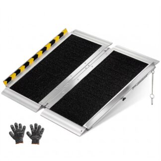 KFFKFF Folding Wheelchair Ramp - Portable, Aluminum Threshold Ramp, 2 ft, 800 lbs Capacity