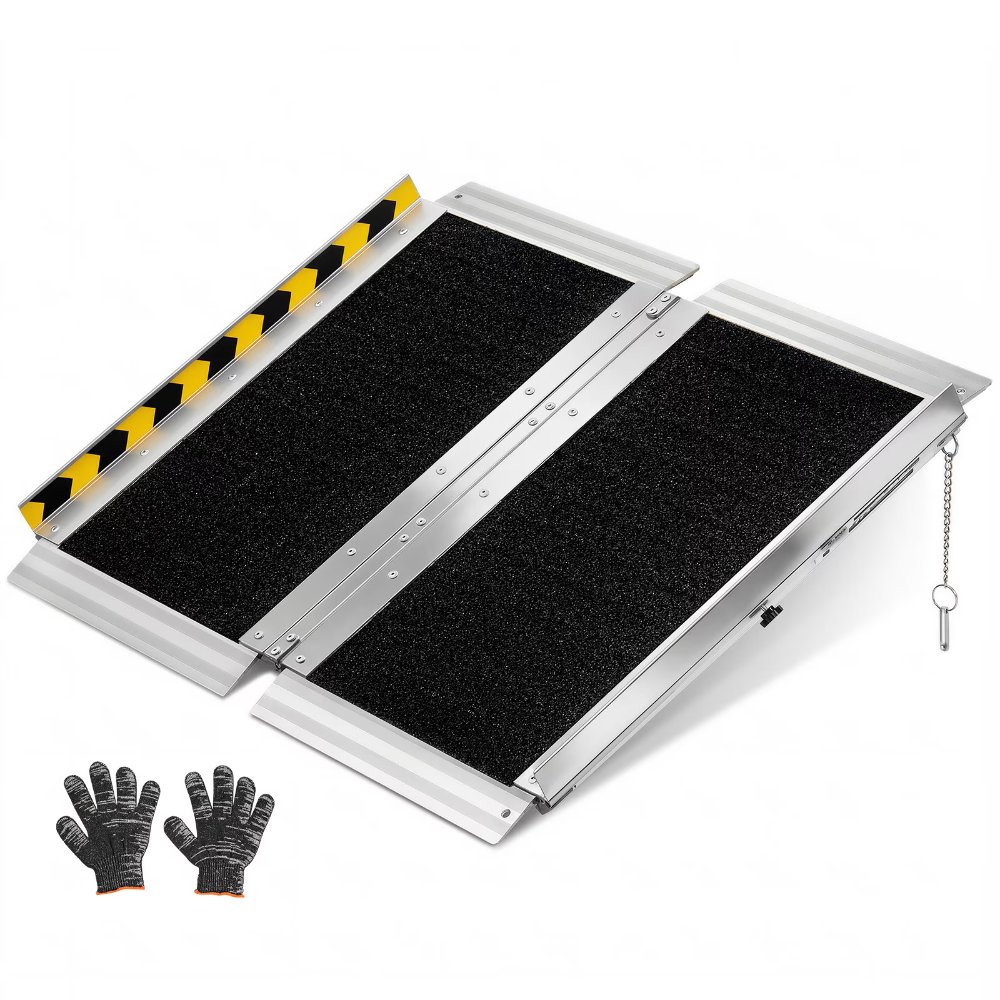 KFFKFF Folding Wheelchair Ramp - Portable, Aluminum Threshold Ramp, 2 ft, 800 lbs Capacity