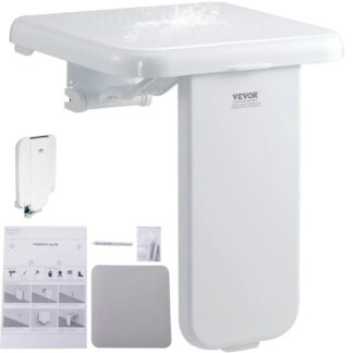 VEVOR Folding ABS Shower Seat, 15.7'' x 16.7'' Unfolded, Wall Mounted Fold Up Shower Bench with 440 lbs Load Capacity
