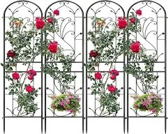 4 Pack 87x20in Garden Arch Trellises, Black