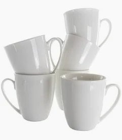 Elama Rosales 6 Piece 12 Ounce Porcelain Mug Set in White