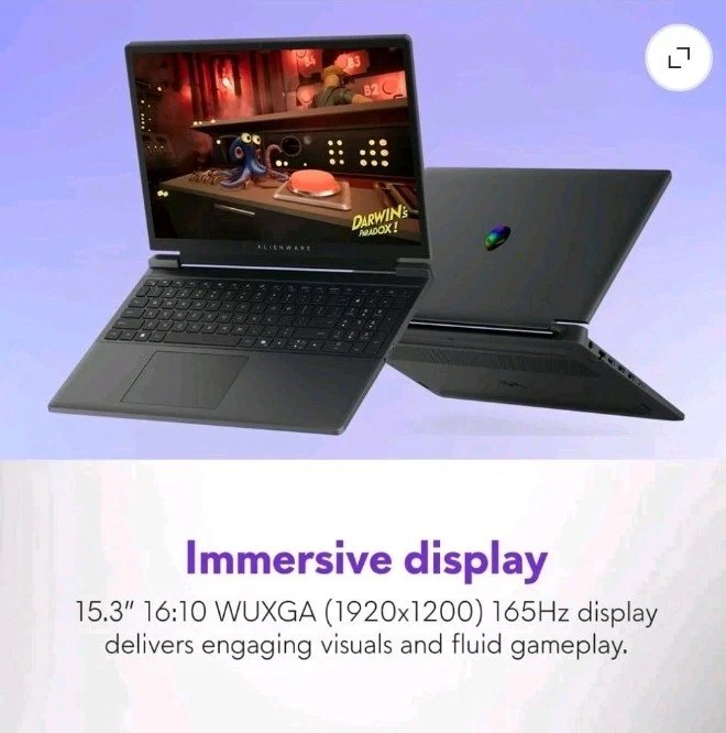 Alienware 15.3" WUXGA 165Hz Gaming AMD Ryzen 5 220 RTX 4050 GDDR6 16GB 512GB SSD - Image 3