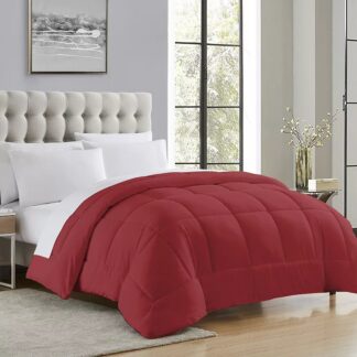 Sweet Home Collection Down Alternative Comforter All Season Warmth Luxurious Plush Loft Microfiber Fill Duvet Insert Bedding, Twin, Burgundy
