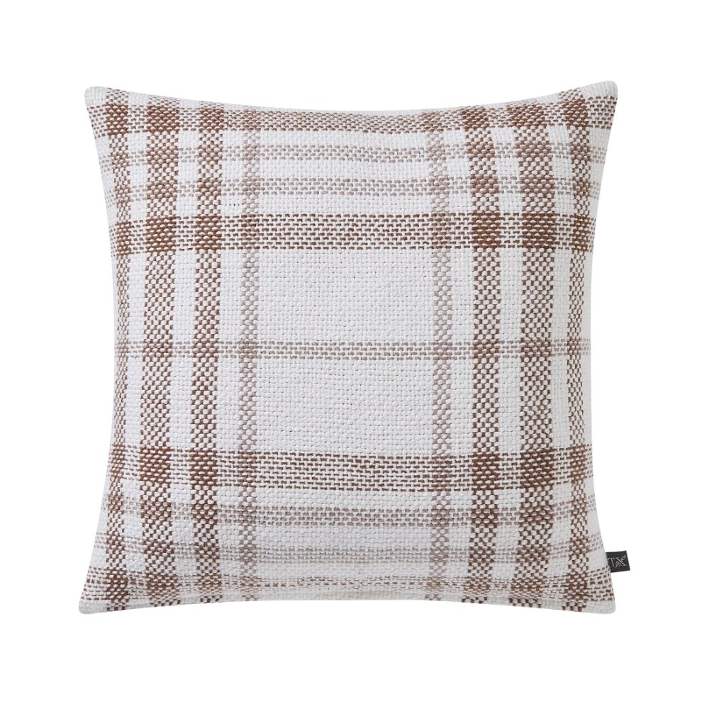 My Texas House 20" x 20" Aurelia Ginger Plaid Cotton Decorative Pillow Cover