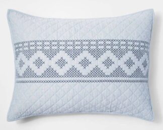 Threshold Blue Chambray Stitch Pillow Sham - 1 Standard - Blue -