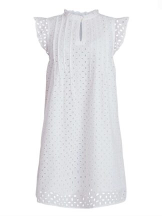 Time and Tru Women's Cotton Eyelet Mini Dress with Flutter Sleeves, Sizes XS-XXXL