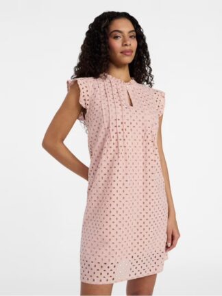 Time and Tru Women's Cotton Eyelet Mini Dress with Flutter Sleeves, Sizes XXL