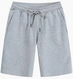 Fnnxeal Mens Fleece Sweat Shorts, Pull-On Elastic Waist Casual Lounge Shorts in Heather Gray, Athletic Drawstring Mid-Th
