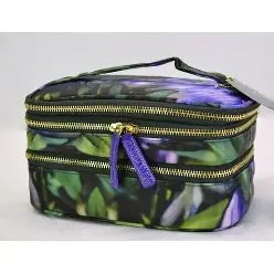 Sonia Kashuk Cosmetic Bag Small Train Case Purple Floral, Multi-Colored
