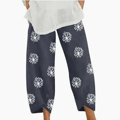 ShiShine Capri Pants for Women 2025 Casual Printed Cropped Pants Elastic Waist Lounge Baggy Trousers