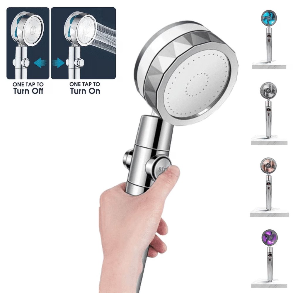 The Perfect Part High Pressure Adjustable 360° Spin Rotation Chrome Finished Bathroom Rainfall Shower Head-Blue