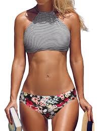 Charmo Bikini Bathing Suits for Women Floral Swimsuit Top Swimwear with Bikini Bottom.