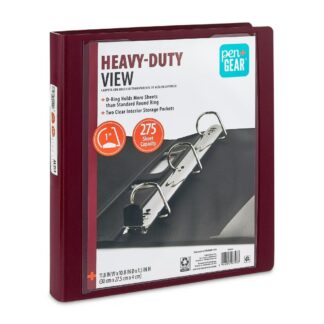 Pen+Gear Heavy Duty 1 inch Red View Binder with D-Ring, 1-Pack