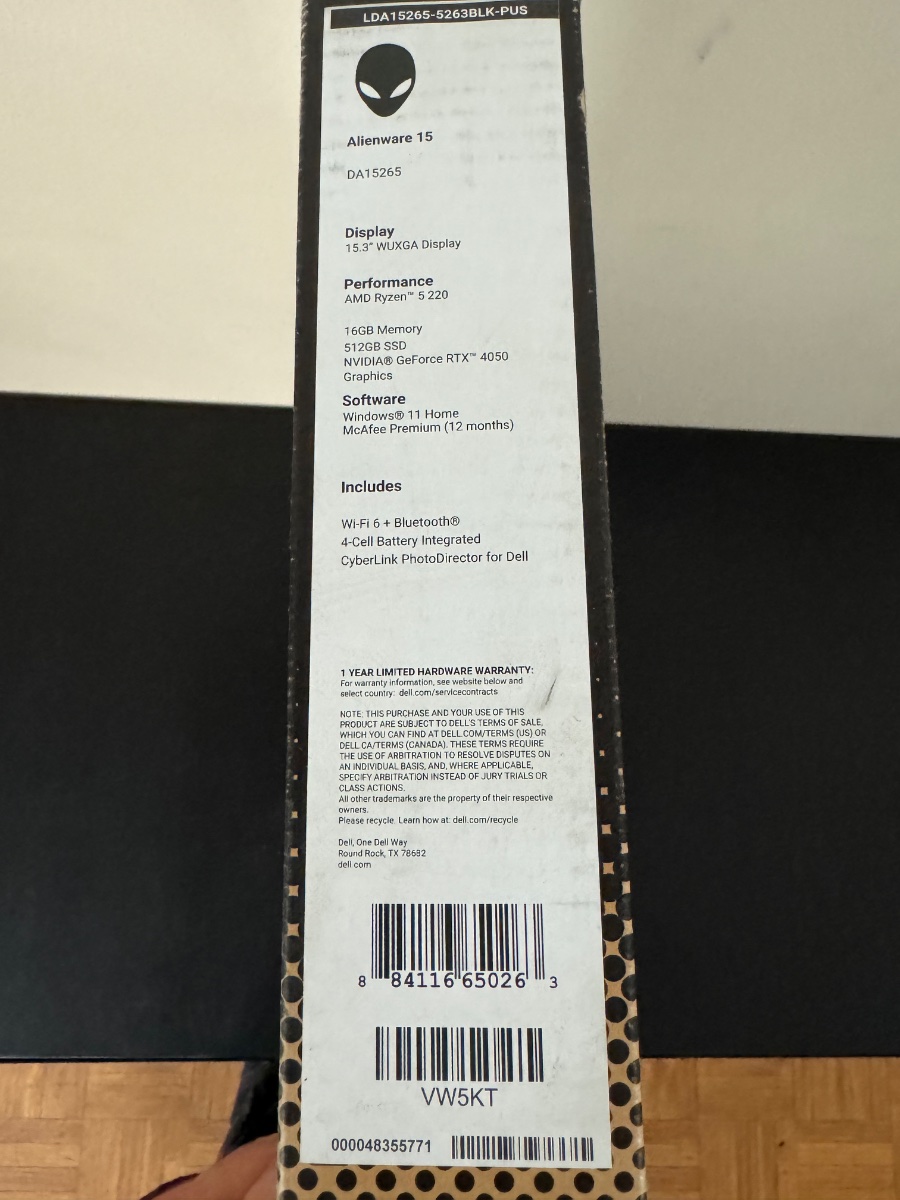Alienware 15.3" WUXGA 165Hz Gaming AMD Ryzen 5 220 RTX 4050 GDDR6 16GB 512GB SSD - Image 24