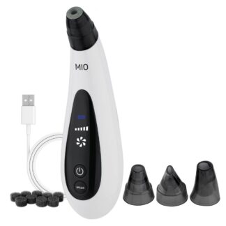 Spa Sciences MIO Pore Extractor Kit Diamond Tip Microdermabrasion Exfoliation Interchangeable Head with 3 Extraction Tips White