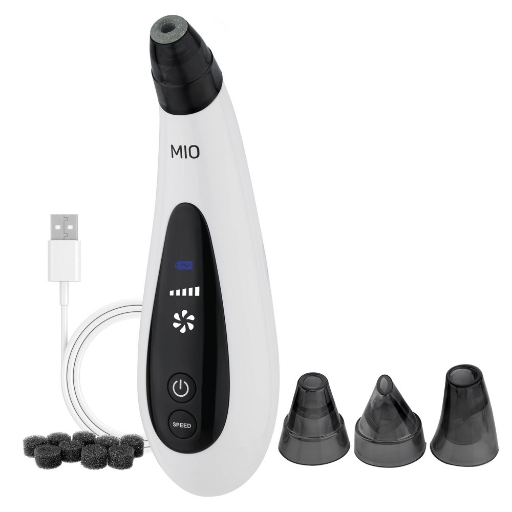 Spa Sciences MIO Pore Extractor Kit Diamond Tip Microdermabrasion Exfoliation Interchangeable Head with 3 Extraction Tips White
