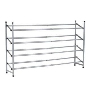 Expandable 4-Tier Shoe Rack with Rubber Feet for Indoors - Silver