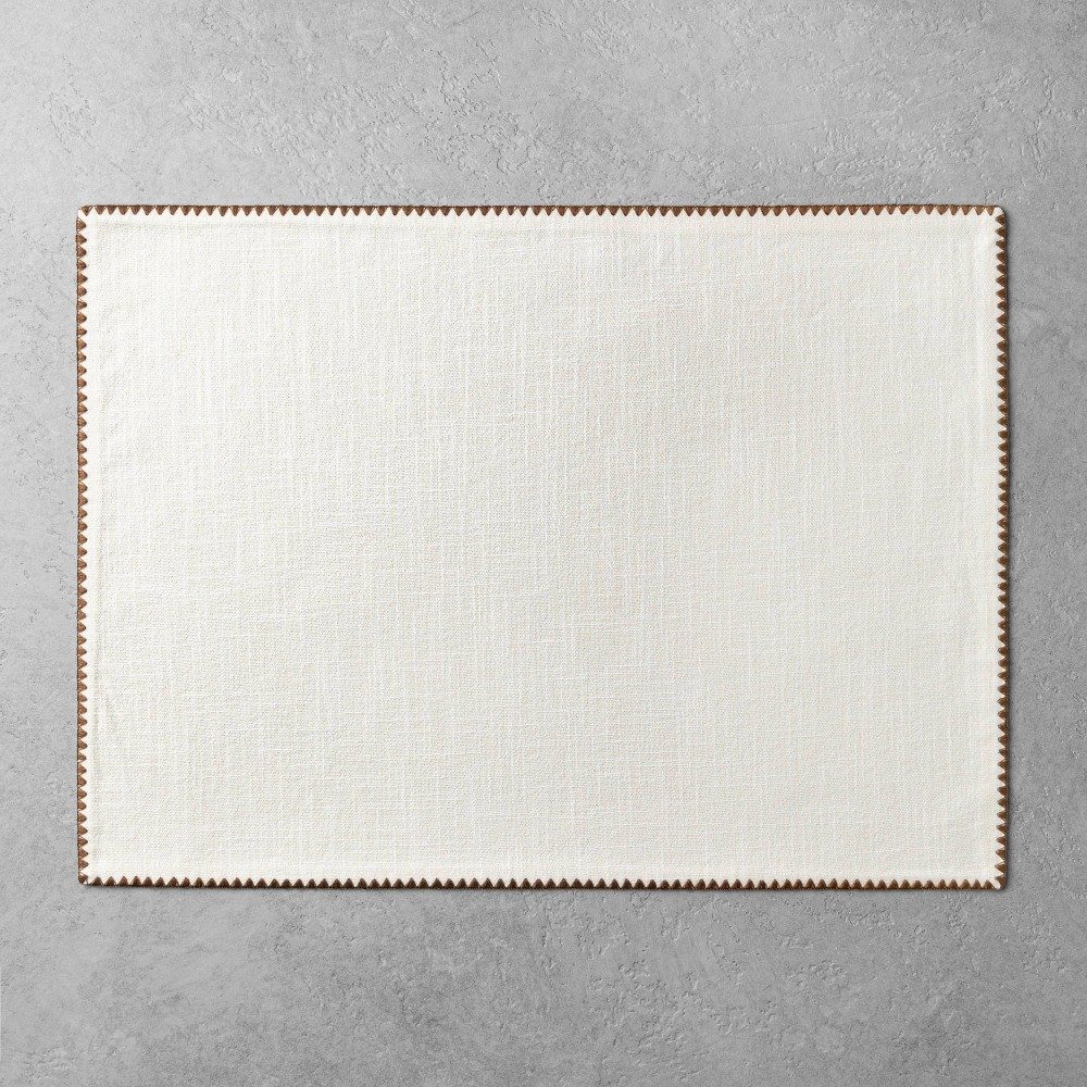 Edge Stitch Placemat Sour Cream/Pumpkin Brown - Hearth & Hand with Magnolia