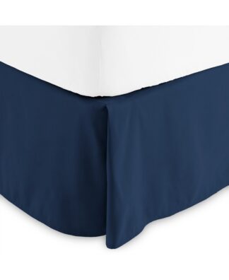 Bare Home Double Brushed Bed Skirt - Premium 1800 Collection - 15-inch Drop - Full Dark Blue