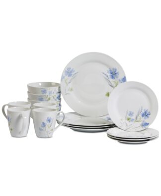 Tabletops Gallery 16 Piece Wildflower Round Floral Porcelain Dinnerware Set, Service for 4