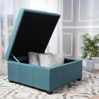 Carlsbad Storage Ottoman Dark Teal - Christopher Knight Home: Large, Tufted, Soft-Close Lid