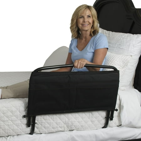 Stander 30 inch Safety Bed Rail with Padded Pouch - Swing Down Hideaway Guard Railing with Safety Strap