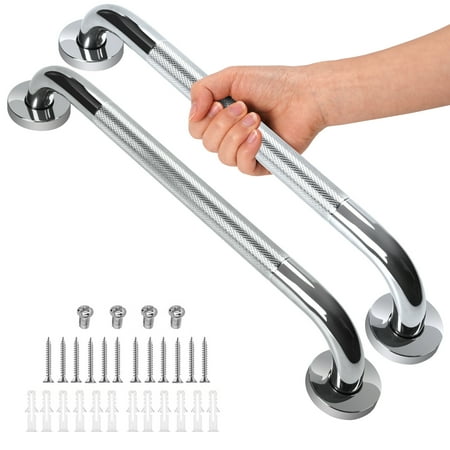 KEKOY 2 Pack 16 Inch Grab Bars for Bathroom Stainless Steel Anti-Slip Shower Handle Knurled Bathroom Balance Bar Safety Hand Rail Support Shower Handles for Elderly