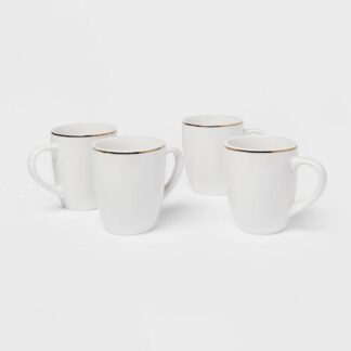 14oz 4pk Stoneware Mugs Gold - Threshold