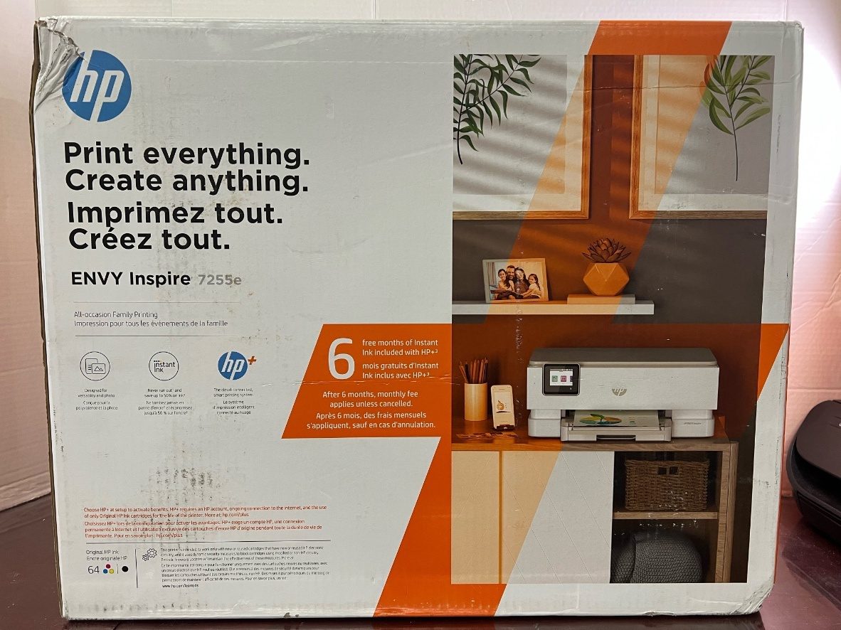 HP - ENVY Inspire 7255e Wireless All-In-One Inkjet Photo Printer with 3 months of Instant Ink included with HP+ - White & Sandstone