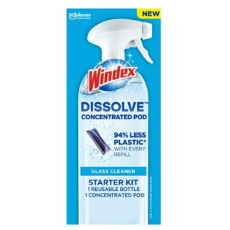 Windex® Dissolve™ Concentrated Pods  Glass Window Cleaner Starter Kit contains 1 Reusable Bottle  1 Concentrated Dissolvable Pod