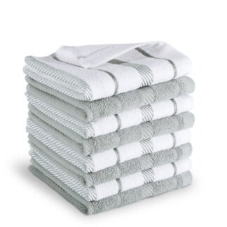 KitchenAid Albany Dishcloth 8 Pack Set Matte Grey/White 12 x12