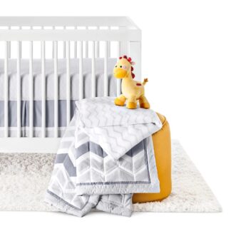 Circo 4pc Crib Bedding Set - Grey Chevron, Gray Foggy Day/White