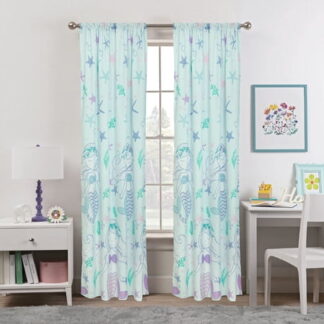 48  x 84  Kidz Mix Mystical Mermaid Starfish Window Curtain Panel Drapes Pair