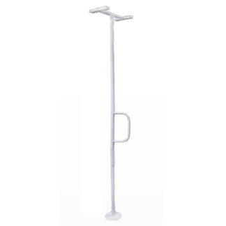 Stander Wonder Pole Lite Adjustable Floor to Ceiling Grab Bar for Bathroom Tension Mounted Steel Shower Bar and Toilet Safety Rail for Seniors and Elderly Adults White