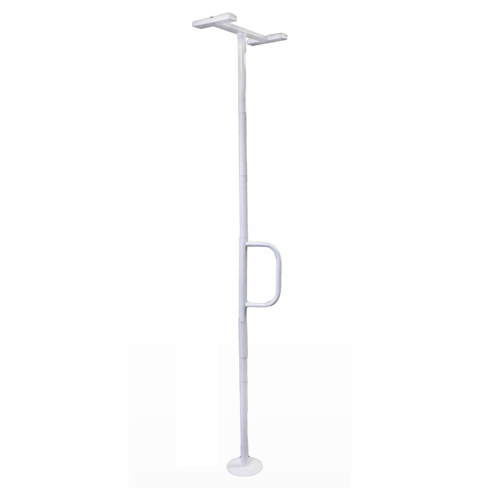 Stander Wonder Pole Lite Adjustable Floor to Ceiling Grab Bar for Bathroom Tension Mounted Steel Shower Bar and Toilet Safety Rail for Seniors and Elderly Adults White