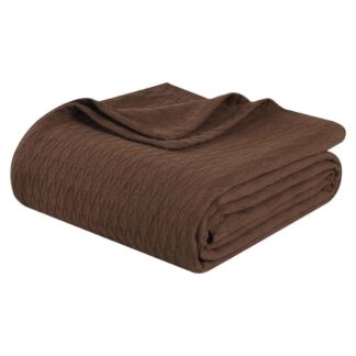 SUPERIOR Cotton All-Season Diamond Throw Blanket, Brown