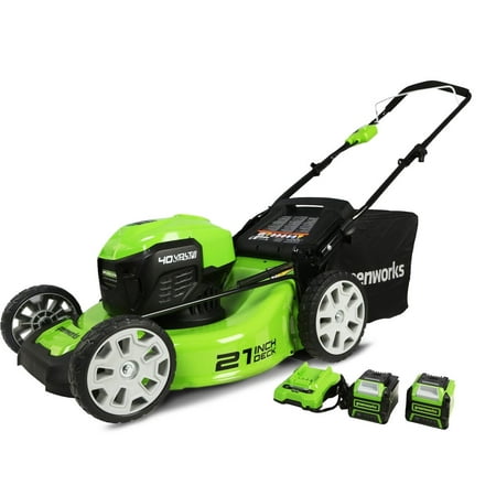 Greenworks 40V 21" Cordless Brushless Push Lawn Mower with (1) 4.0 Ah and (1) 2.0 Ah USB Batteries and Charger Included 2527302AZ