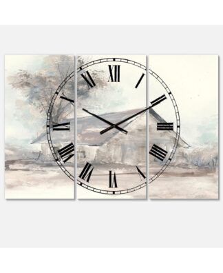 Designart  Farmhouse Barn Grey III  Farmhouse Wall Clock