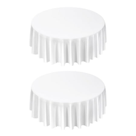 KFFKFF White Round Tablecloths Set of 2 120-Inch Diameter Durable Polyester Fabric Stain- and Wrinkle-Resistant Machine Washable Covers for Weddings Parties Banquets and Formal Gatherings