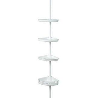 Mainstays Adjustable Tension Shower Pole Caddy  3 Shelves  60  - 96   White Finish