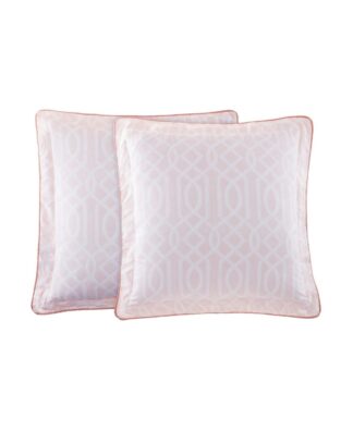 Euro Mudan Sham Taupe - Waverly: Cotton European Pillow Case with Piping Trim, Zipper Closure, 180 Thread Count