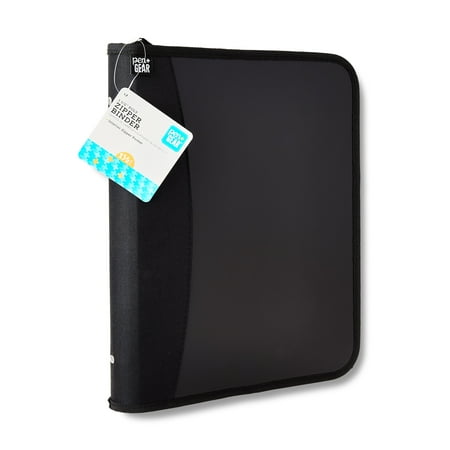 Pen+Gear Poly Zipper Binder 1.5 Round 3 Ring Size: 10.75 (W) x 1.75 (D) x 13.5 (H) Black