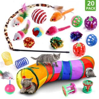 Semfri 20PCS Cat Toys Kitten Toy Set Folding Camouflage Cat Tunnel